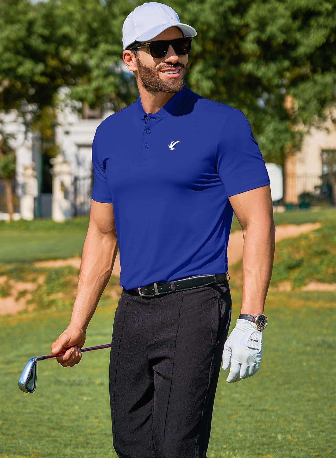 imageJMIERR Mens Polo Henley Shirt Moisture Wicking Quick Dry Summer Casual Short Sleeve Golf Polo T Shirts4 Blue