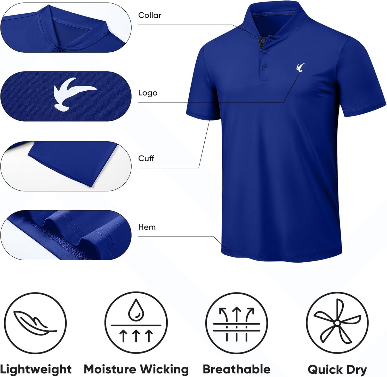 imageJMIERR Mens Polo Henley Shirt Moisture Wicking Quick Dry Summer Casual Short Sleeve Golf Polo T Shirts4 Blue