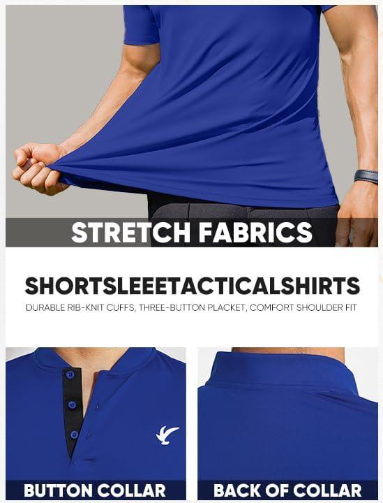 imageJMIERR Mens Polo Henley Shirt Moisture Wicking Quick Dry Summer Casual Short Sleeve Golf Polo T Shirts4 Blue