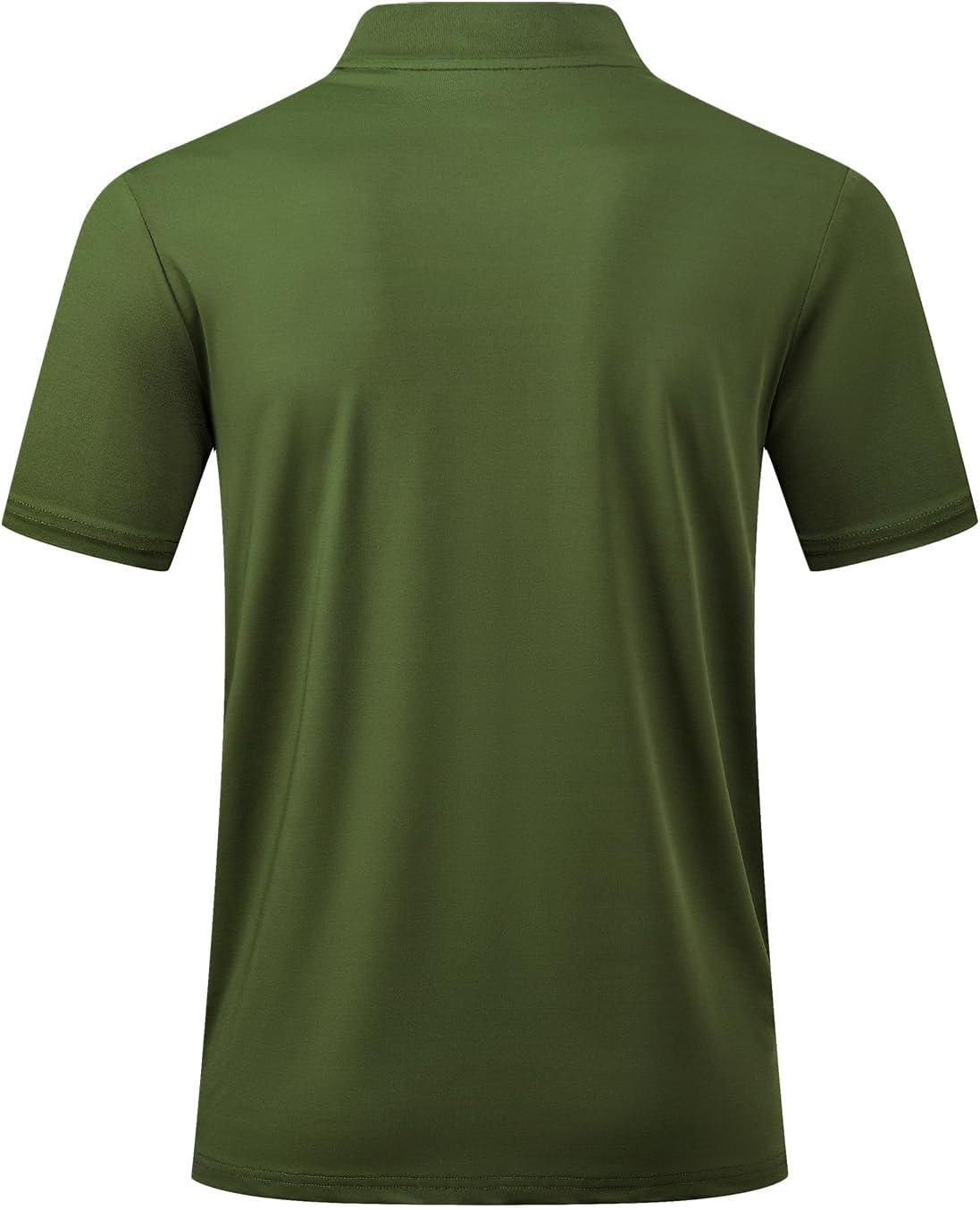 imageJMIERR Mens Polo Henley Shirt Moisture Wicking Quick Dry Summer Casual Short Sleeve Golf Polo T Shirts5 Army Green