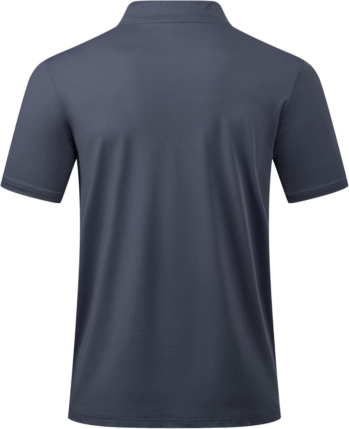 imageJMIERR Mens Polo Henley Shirt Moisture Wicking Quick Dry Summer Casual Short Sleeve Golf Polo T ShirtsA Grey 1