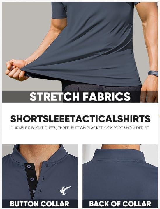 imageJMIERR Mens Polo Henley Shirt Moisture Wicking Quick Dry Summer Casual Short Sleeve Golf Polo T ShirtsA Grey 1