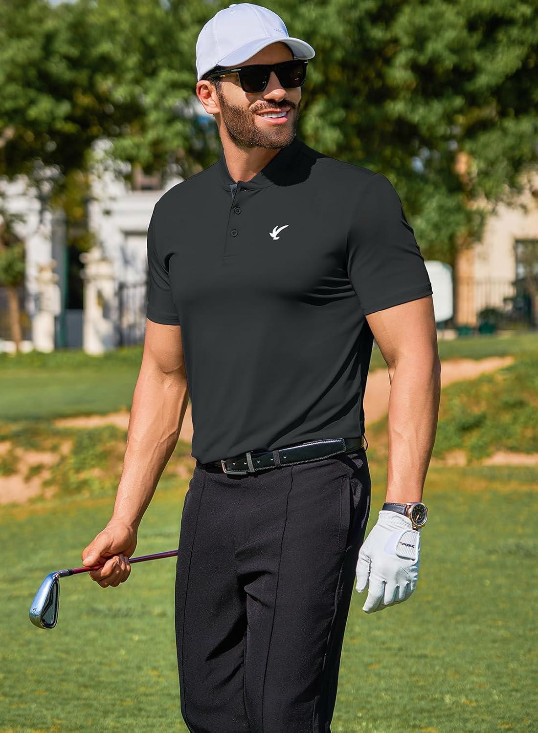 imageJMIERR Mens Polo Henley Shirt Moisture Wicking Quick Dry Summer Casual Short Sleeve Golf Polo T ShirtsA Grey 2