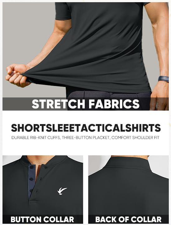imageJMIERR Mens Polo Henley Shirt Moisture Wicking Quick Dry Summer Casual Short Sleeve Golf Polo T ShirtsA Grey 2