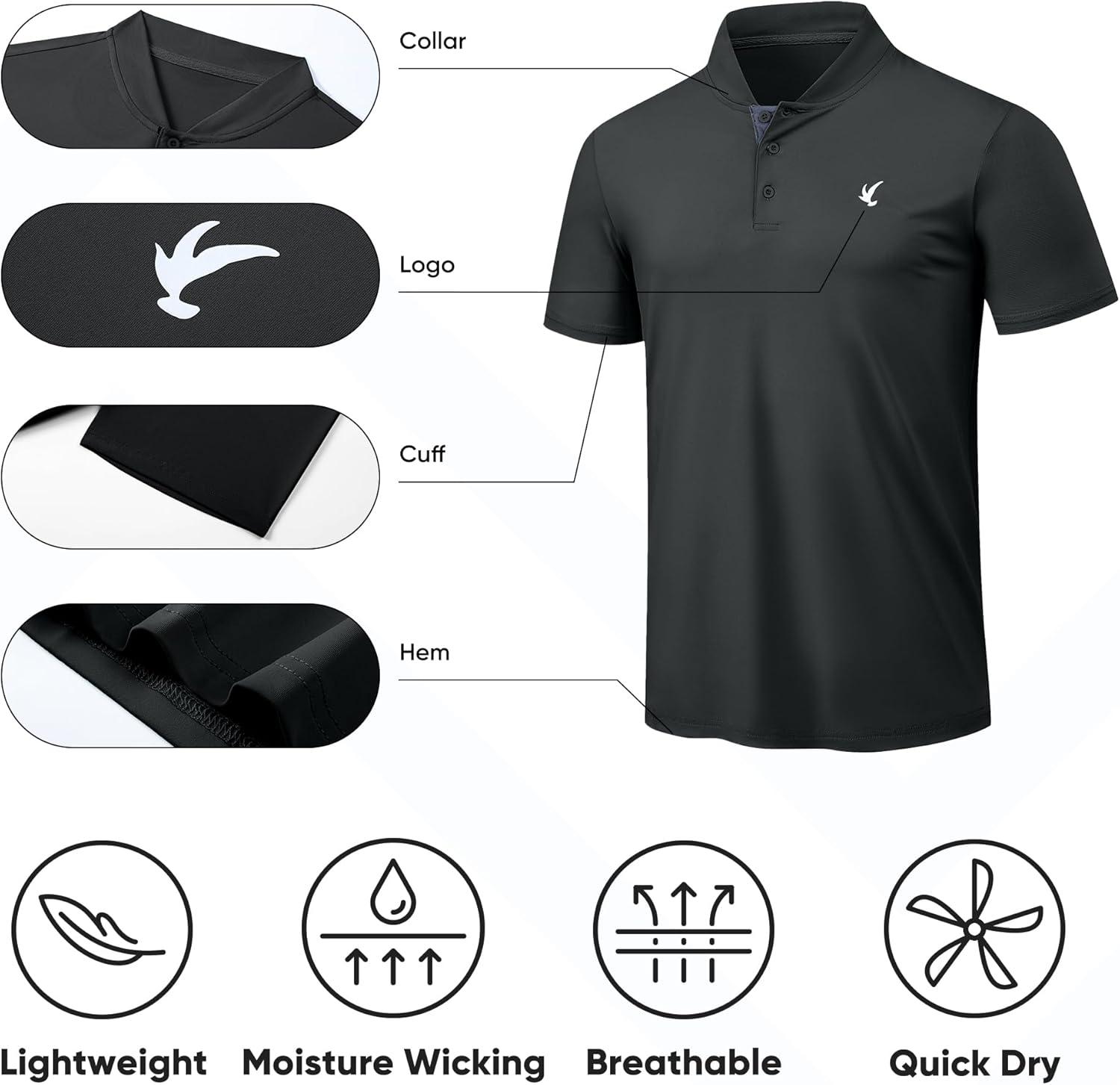 imageJMIERR Mens Polo Henley Shirt Moisture Wicking Quick Dry Summer Casual Short Sleeve Golf Polo T ShirtsA Grey 2
