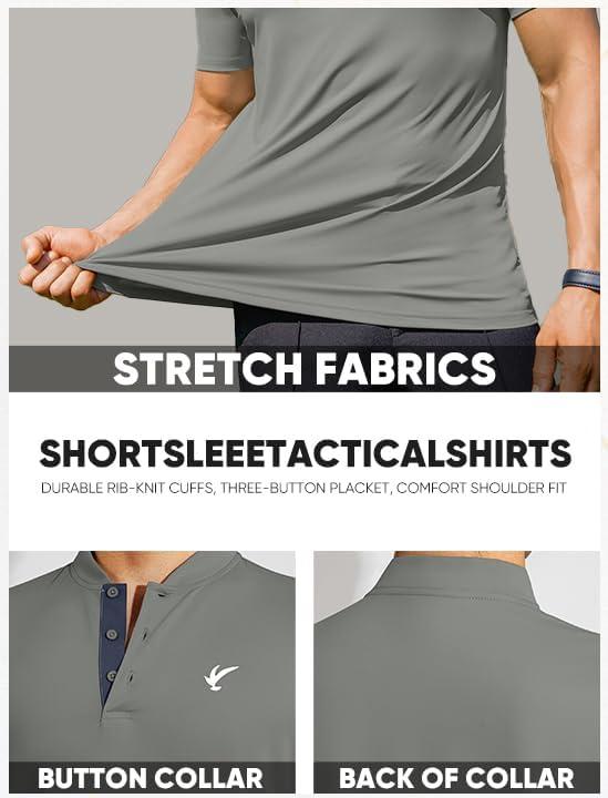 imageJMIERR Mens Polo Henley Shirt Moisture Wicking Quick Dry Summer Casual Short Sleeve Golf Polo T ShirtsA Grey 3