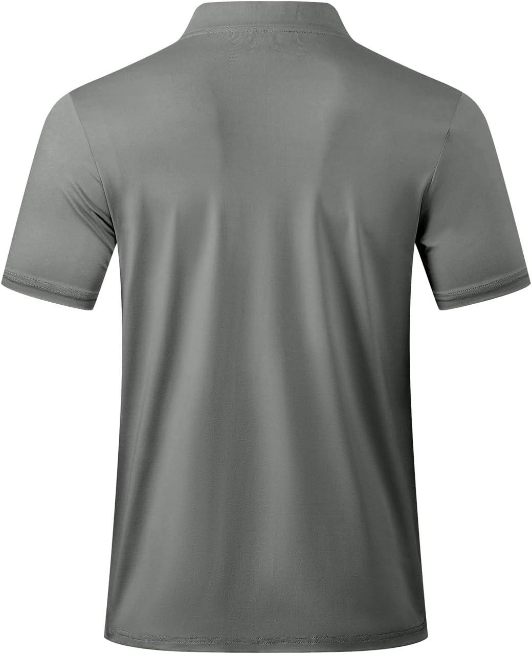 imageJMIERR Mens Polo Henley Shirt Moisture Wicking Quick Dry Summer Casual Short Sleeve Golf Polo T ShirtsA Grey 3