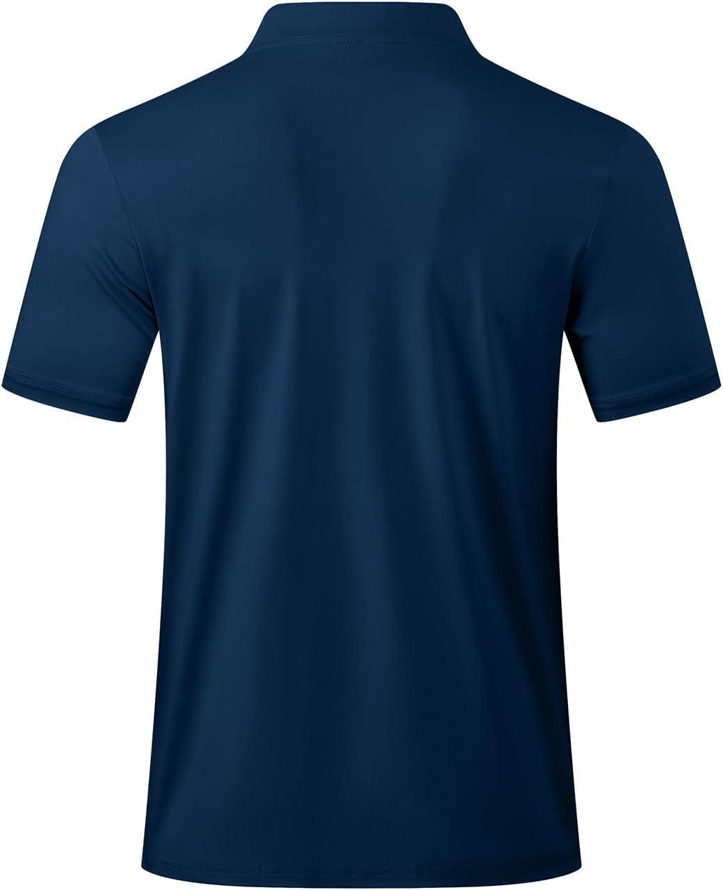 imageJMIERR Mens Polo Henley Shirt Moisture Wicking Quick Dry Summer Casual Short Sleeve Golf Polo T ShirtsNavy Blue