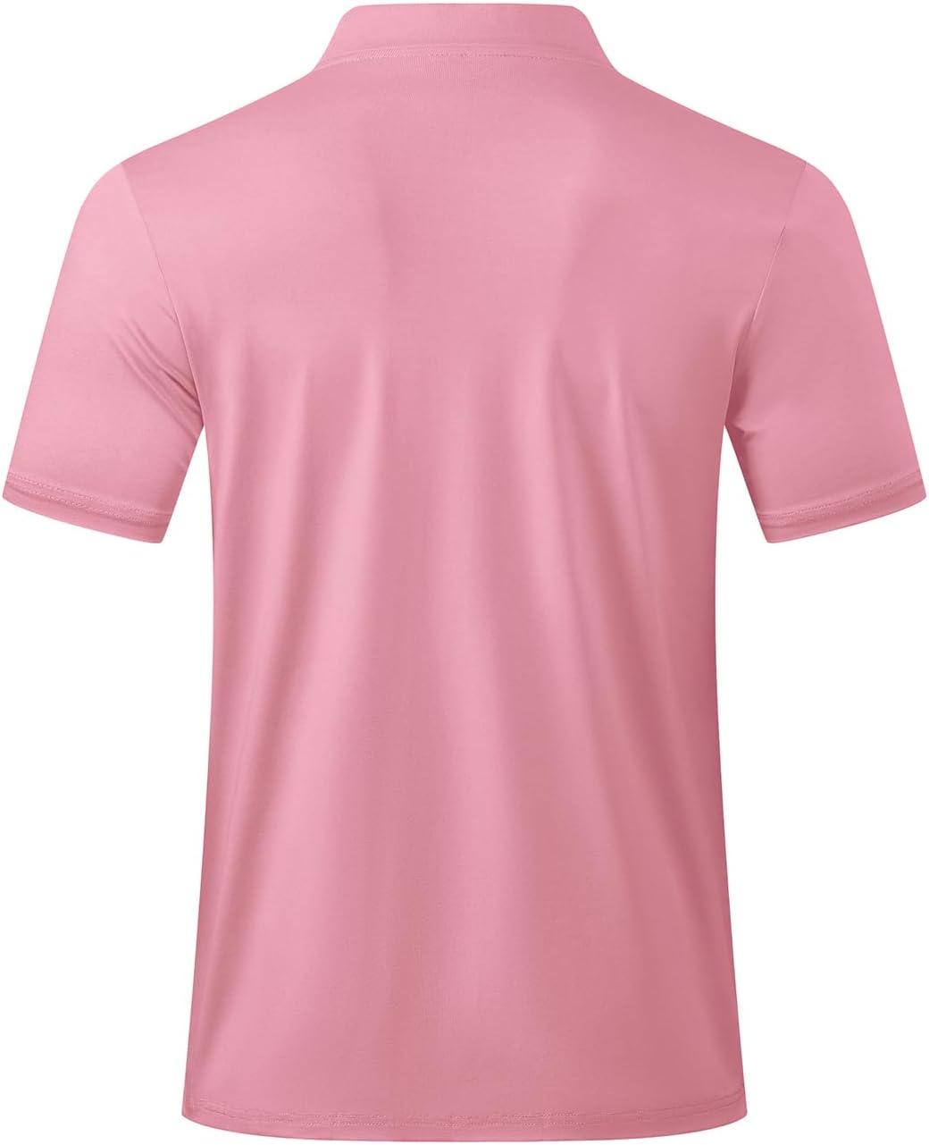 imageJMIERR Mens Polo Henley Shirt Moisture Wicking Quick Dry Summer Casual Short Sleeve Golf Polo T ShirtsPink