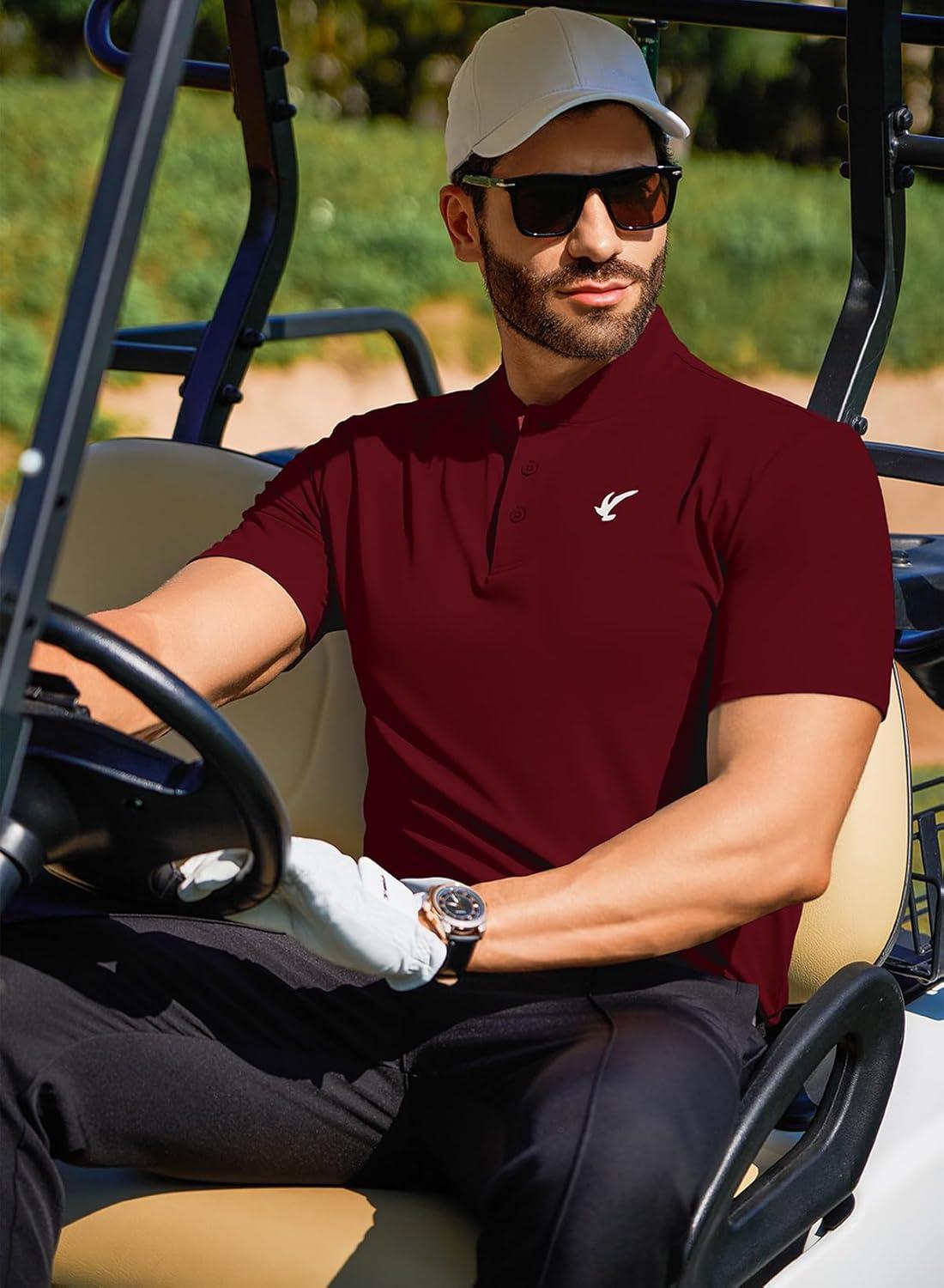 imageJMIERR Mens Polo Henley Shirt Moisture Wicking Quick Dry Summer Casual Short Sleeve Golf Polo T ShirtsRed