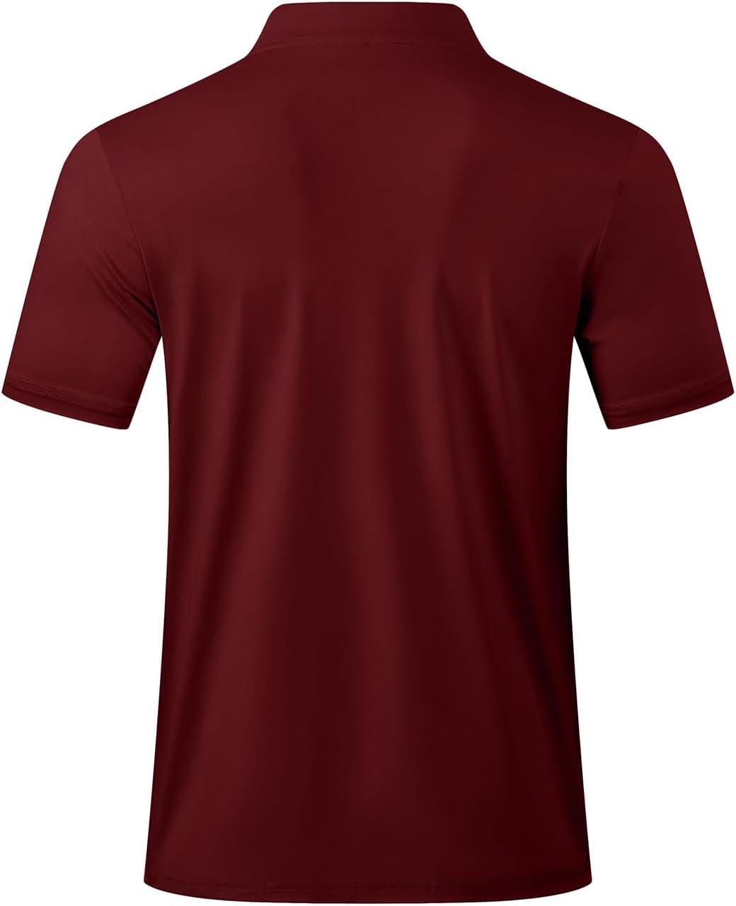 imageJMIERR Mens Polo Henley Shirt Moisture Wicking Quick Dry Summer Casual Short Sleeve Golf Polo T ShirtsRed