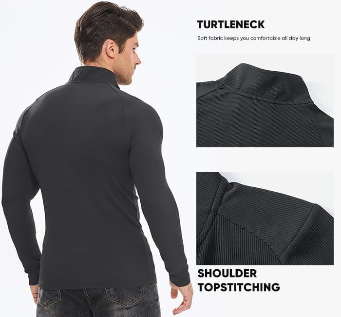imageJMIERR Mens Quarter Zip Shirt Casual Quick Dry Moisture Wicking Long Sleeve Ribbed Athletic Workout Pullover TeeA Carbon Grey