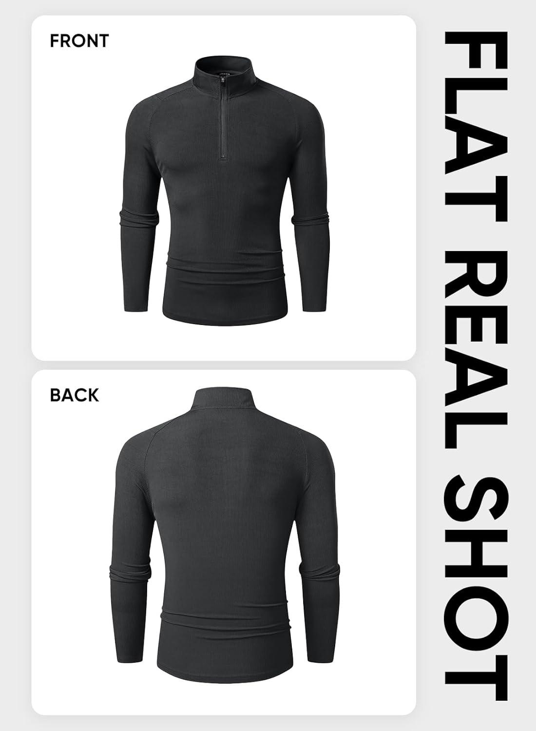 imageJMIERR Mens Quarter Zip Shirt Casual Quick Dry Moisture Wicking Long Sleeve Ribbed Athletic Workout Pullover TeeA Carbon Grey