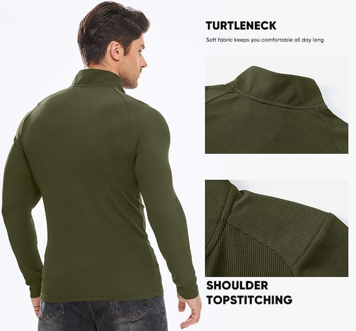 imageJMIERR Mens Quarter Zip Shirt Casual Quick Dry Moisture Wicking Long Sleeve Ribbed Athletic Workout Pullover TeeA Jungle Green