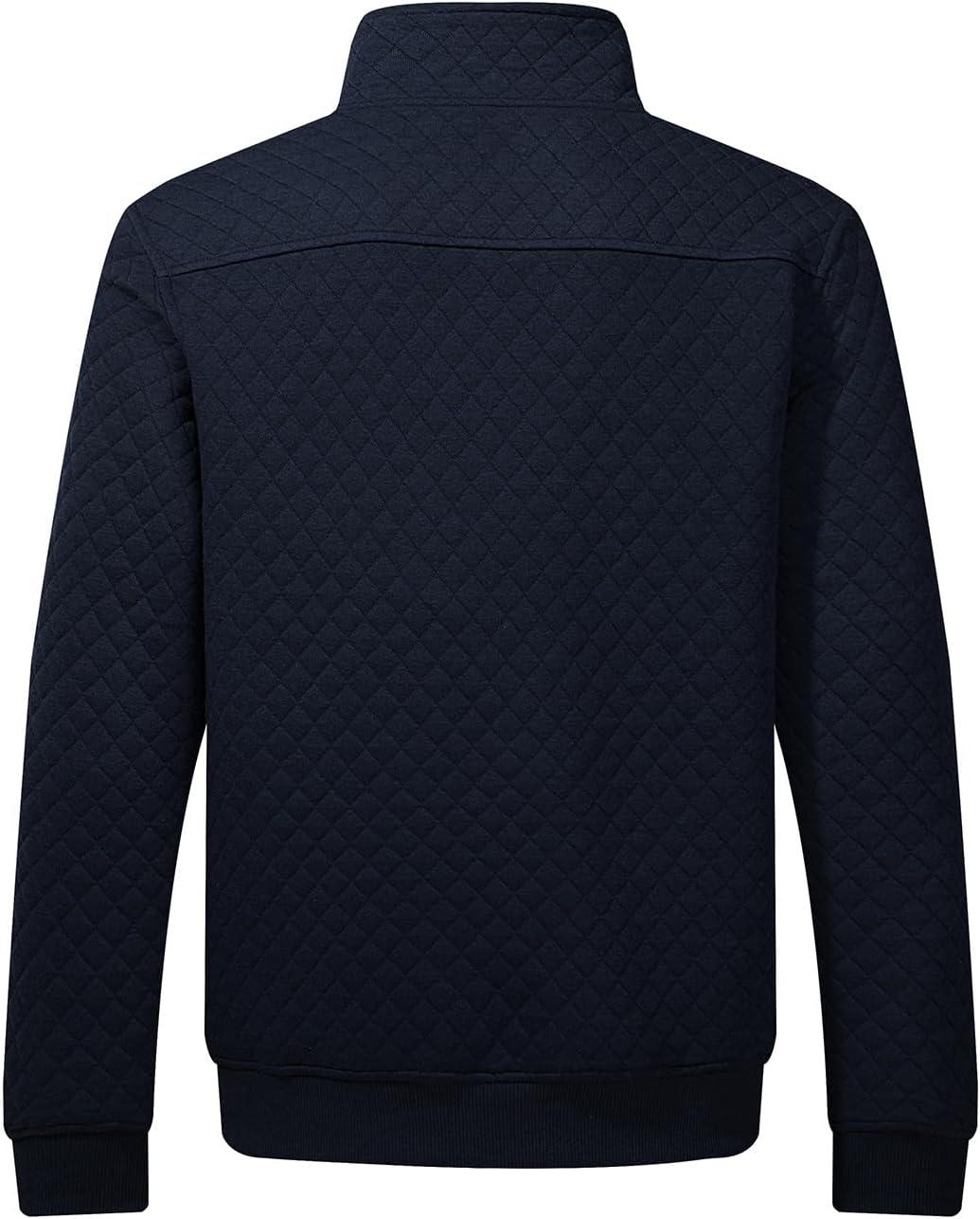 imageJMIERR Mens Quilted Sweatshirt Casual Long Sleeve Outdoor Stand Collar Button Pullover SweatshirtsC Blue