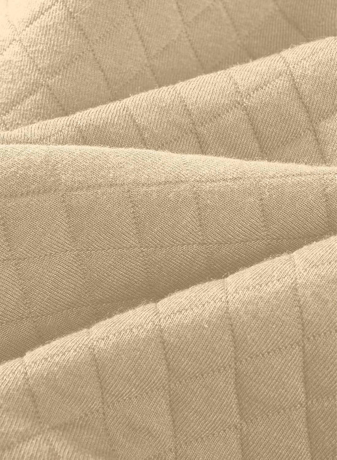 imageJMIERR Mens Quilted Sweatshirt Casual Long Sleeve Outdoor Stand Collar Button Pullover SweatshirtsD Apricot