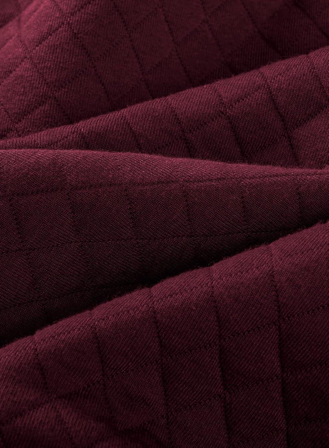 imageJMIERR Mens Quilted Sweatshirt Casual Long Sleeve Outdoor Stand Collar Button Pullover SweatshirtsD Red