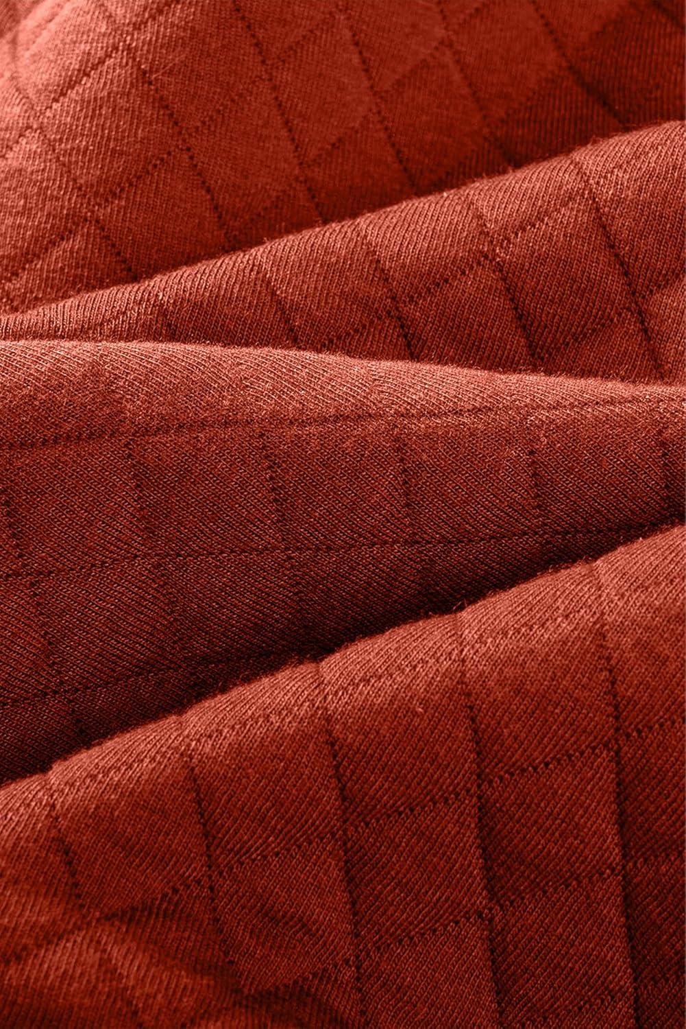 imageJMIERR Mens Quilted Sweatshirt Casual Long Sleeve Outdoor Stand Collar Button Pullover SweatshirtsZ Rusty Orange