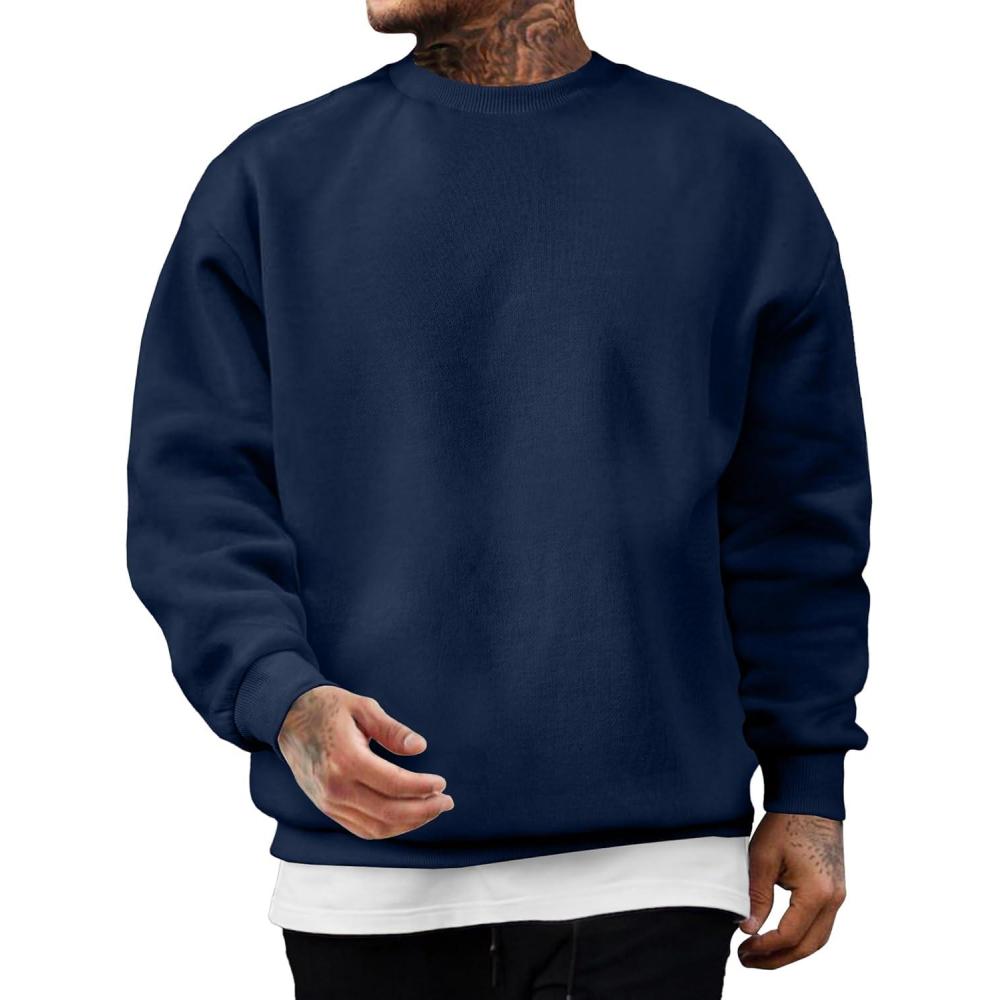 imageJMIERR Mens Casual Long Sleeves Crewneck Sweatshirts Cotton Pullover Sweatshirt for MenBlue