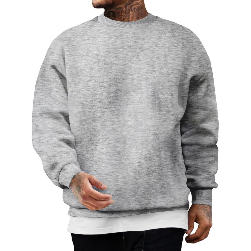 imageJMIERR Mens Casual Long Sleeves Crewneck Sweatshirts Cotton Pullover Sweatshirt for MenGrey