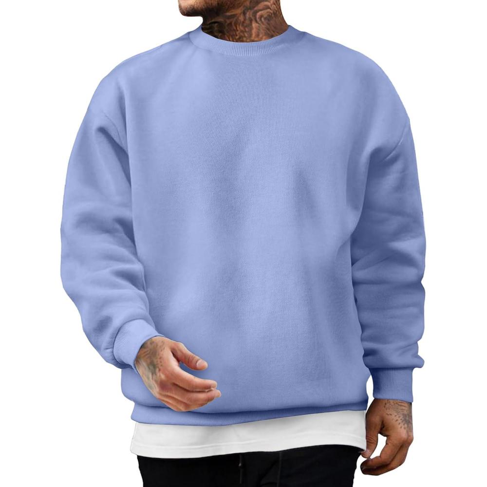 imageJMIERR Mens Casual Long Sleeves Crewneck Sweatshirts Cotton Pullover Sweatshirt for MenSky Blue