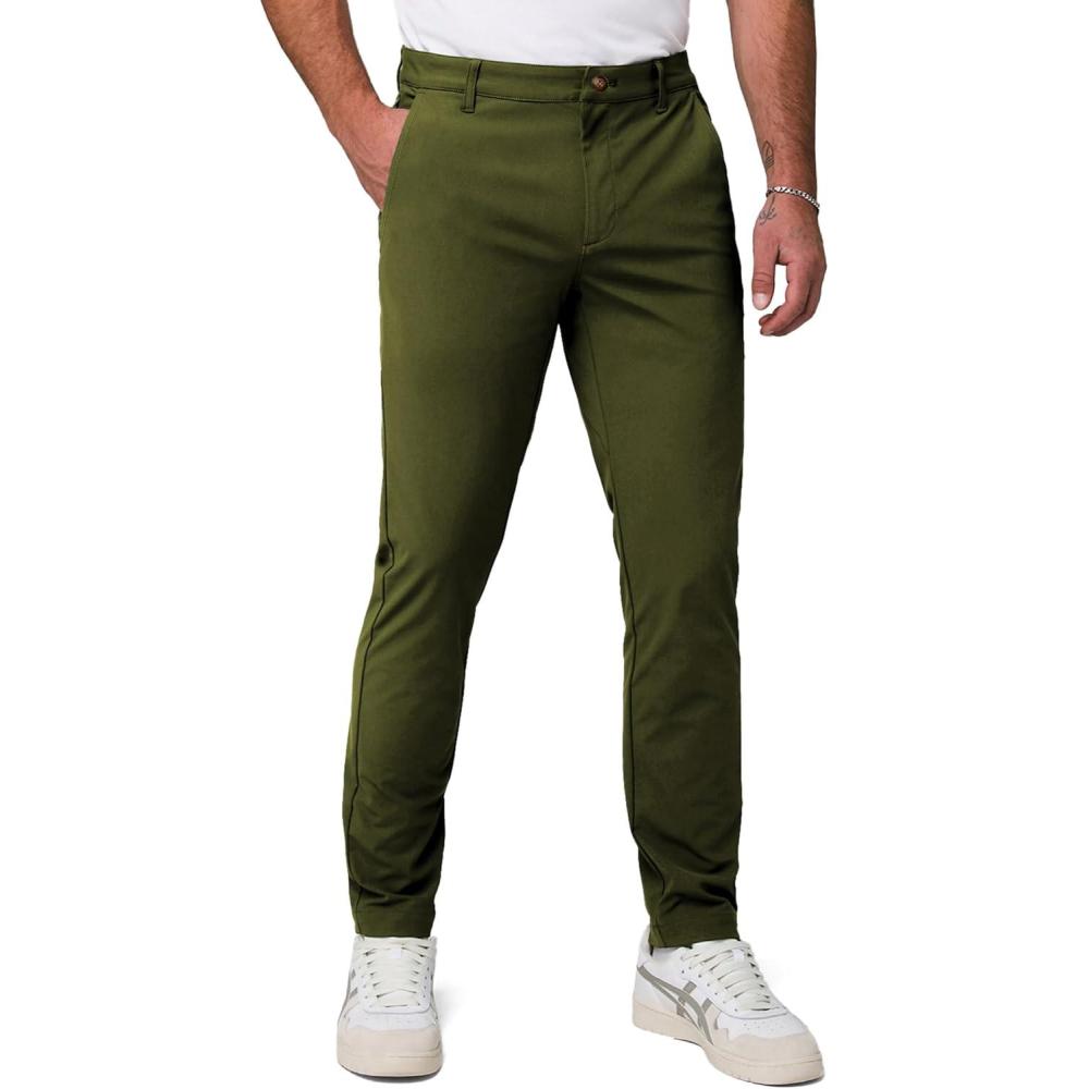 imageJMIERR Mens ClassicFit Casual Cotton Twill Pant WaterRepellent StainResistant Stretch Chino PantsGreen