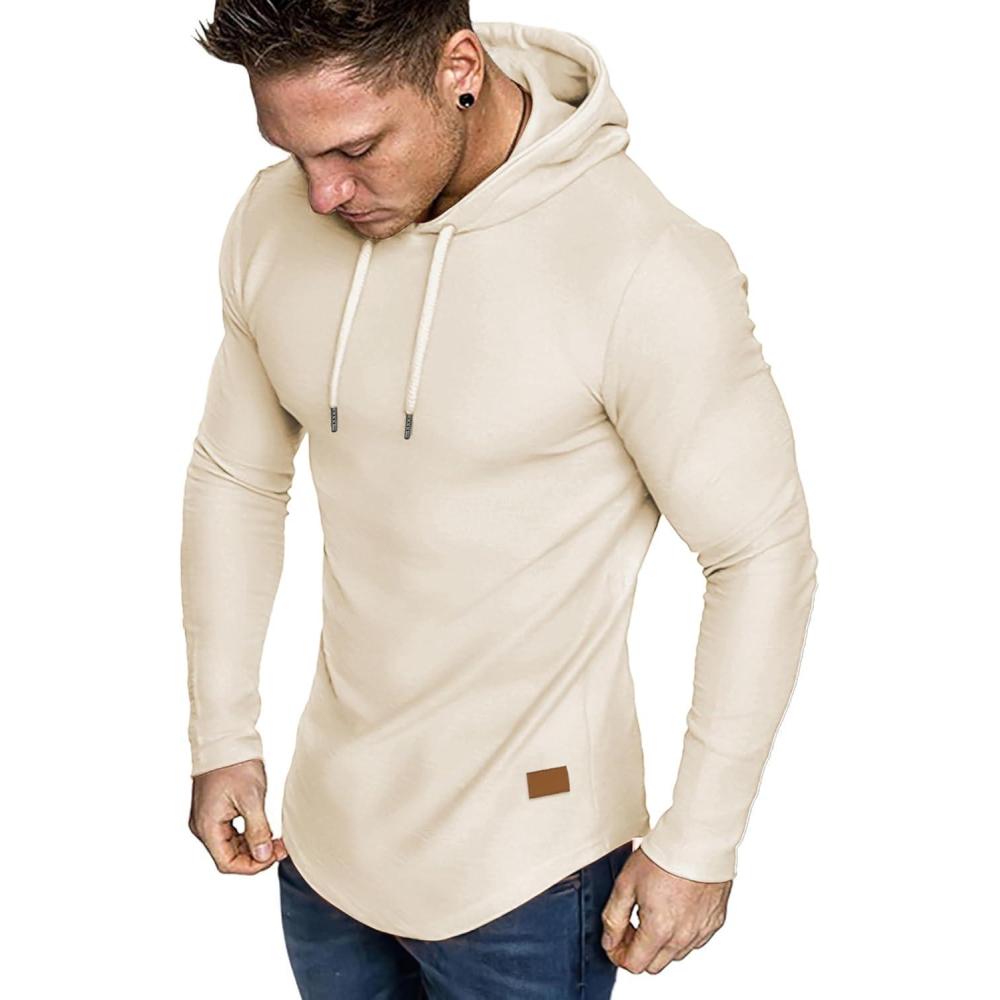 imageJMIERR Mens Fashion Hoodies Fleece Long Sleeve Athletic Sweatshirt Pullover T ShirtsBeige