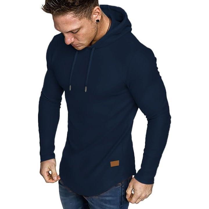 imageJMIERR Mens Fashion Hoodies Fleece Long Sleeve Athletic Sweatshirt Pullover T ShirtsNavy Blue