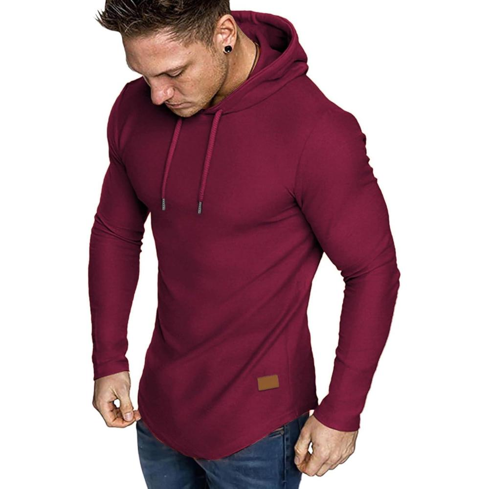 imageJMIERR Mens Fashion Hoodies Fleece Long Sleeve Athletic Sweatshirt Pullover T ShirtsRed
