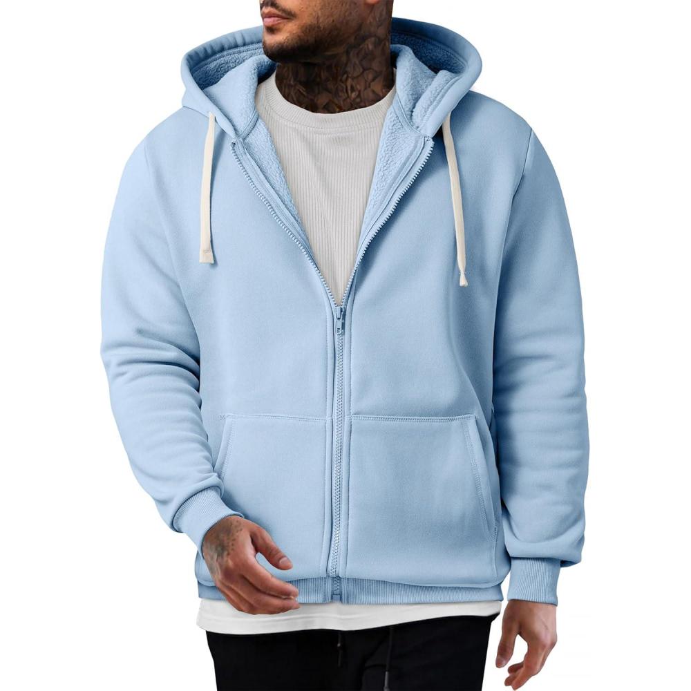 imageJMIERR Mens Full Zip Hooded Fleece Drawstring Hoodies Pullover Sweatshirts Casual Long Sleeve ShirtsBeau Blue