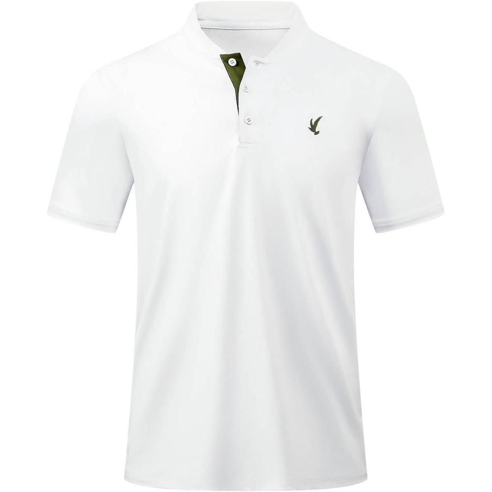 imageJMIERR Mens Polo Henley Shirt Moisture Wicking Quick Dry Summer Casual Short Sleeve Golf Polo T Shirts1 White