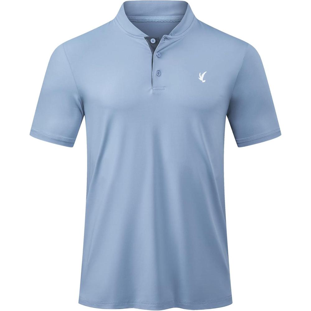 imageJMIERR Mens Polo Henley Shirt Moisture Wicking Quick Dry Summer Casual Short Sleeve Golf Polo T Shirts2 Sky Blue