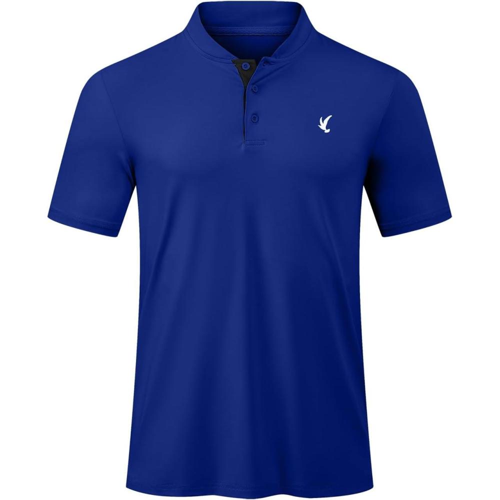 imageJMIERR Mens Polo Henley Shirt Moisture Wicking Quick Dry Summer Casual Short Sleeve Golf Polo T Shirts4 Blue