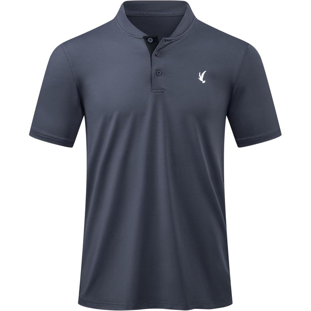 imageJMIERR Mens Polo Henley Shirt Moisture Wicking Quick Dry Summer Casual Short Sleeve Golf Polo T ShirtsA Grey 1