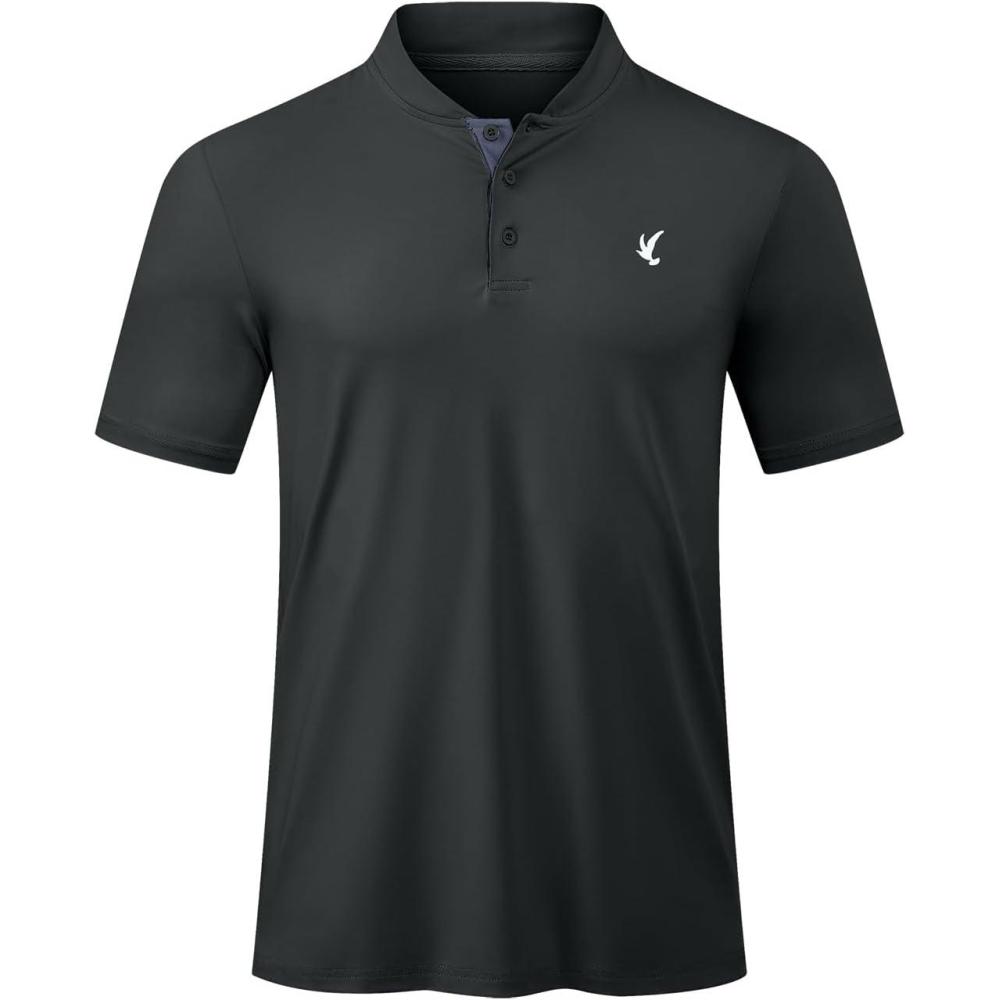 imageJMIERR Mens Polo Henley Shirt Moisture Wicking Quick Dry Summer Casual Short Sleeve Golf Polo T ShirtsA Grey 2