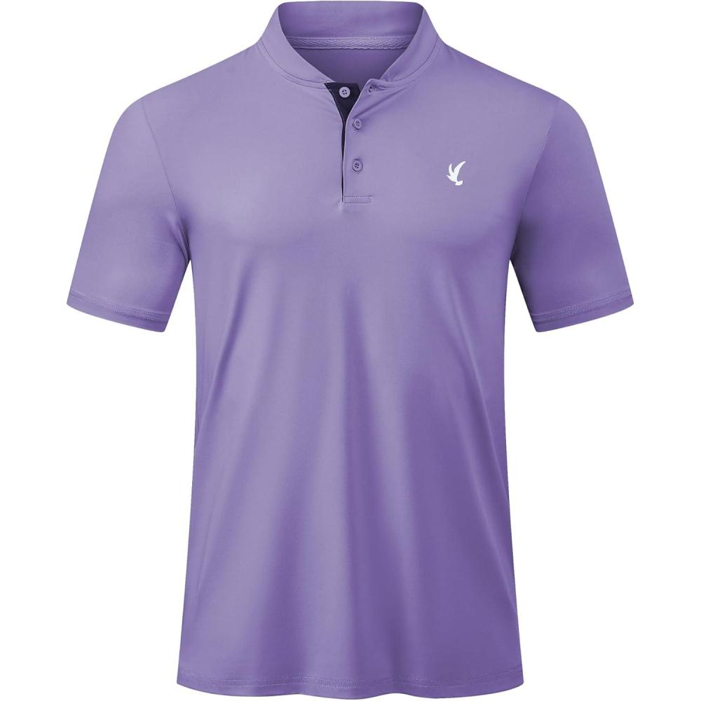 imageJMIERR Mens Polo Henley Shirt Moisture Wicking Quick Dry Summer Casual Short Sleeve Golf Polo T ShirtsPurple