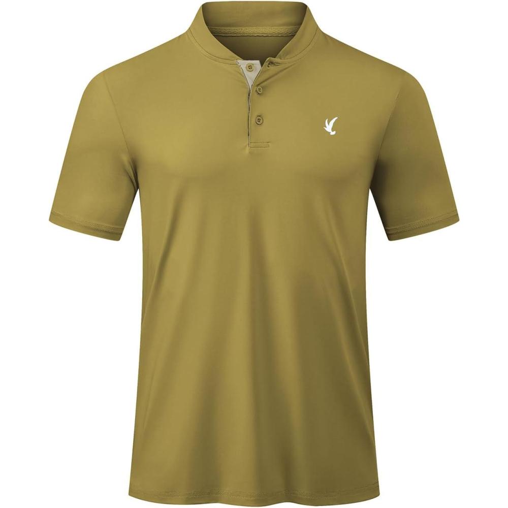 imageJMIERR Mens Polo Henley Shirt Moisture Wicking Quick Dry Summer Casual Short Sleeve Golf Polo T ShirtsYellow Green