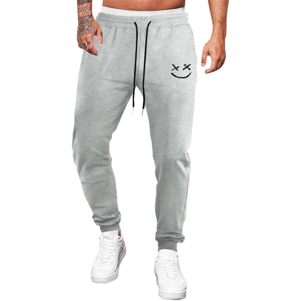 imageJMIERR Mens Sweatpants Tapered Gym Running Workout Pants Athletic Drawstring Joggers with PocketsB Light Grey
