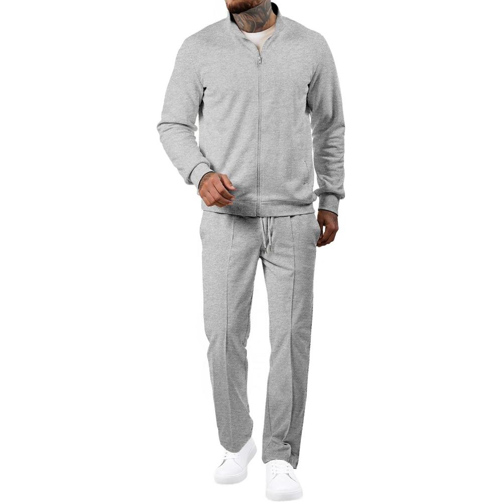 imageJMIERR Mens Tracksuit 2 Piece Set Full Zip Casual Sweatsuit Jogging Suits with Jogger Jackets and Pants Warm Up OutfitsLight Grey