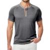 imageJMIERR Mens Henley LongShort Sleeve TShirt Stretch Cotton Casual Pullover Tee Shirts with Pockets1a Grey
