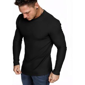 JMIERR Long Sleeve Thermal Fleece Shirts Fall Fashion Crew Neck Casual Basic T-Shirts(Black)