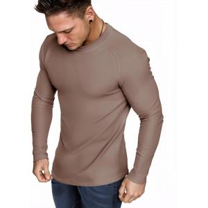 JMIERR Long Sleeve Thermal Fleece Shirts Fall Fashion Crew Neck Casual Basic T-Shirts(Brown)