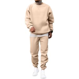 JMIERR Men’s 2 Piece Outfits Crew Neck Sweatshirt Tracksuit & Joggers Sweatpants Sweatsuit Set(Beige)