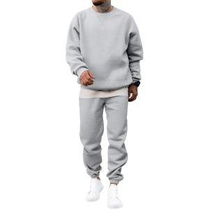 JMIERR Men’s 2 Piece Outfits Crew Neck Sweatshirt Tracksuit & Joggers Sweatpants Sweatsuit Set(Light Grey)