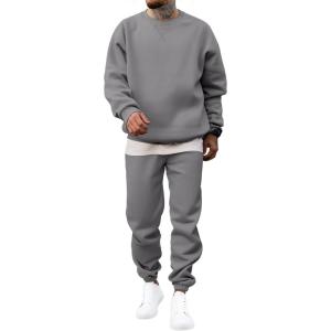 JMIERR Men’s 2 Piece Outfits Crew Neck Sweatshirt Tracksuit & Joggers Sweatpants Sweatsuit Set(Medium Grey)