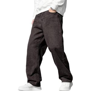 JMIERR Men’s Baggy Jeans Wide Leg Skater Hip Hop Denim Pants Y2K Vintage Loose Fit Streetwear(Dark Grey)