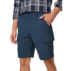 JMIERR Mens Cargo Shorts Corduroy Casual Elastic Waist Lightweight Outdoor Hiking Work Short(Sail Blue)