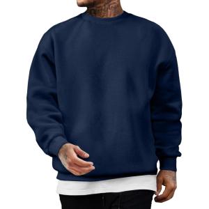JMIERR Men’s Casual Long Sleeves Crewneck Sweatshirts Cotton Pullover Sweatshirt for Men(Blue)