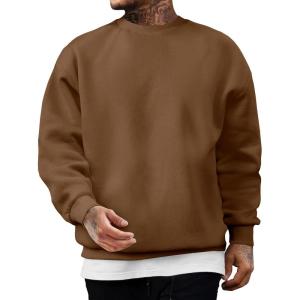 JMIERR Men’s Casual Long Sleeves Crewneck Sweatshirts Cotton Pullover Sweatshirt for Men(Brown)