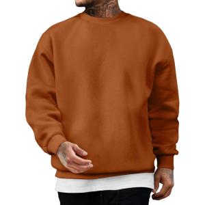 JMIERR Men’s Casual Long Sleeves Crewneck Sweatshirts Cotton Pullover Sweatshirt for Men(Chestnut)